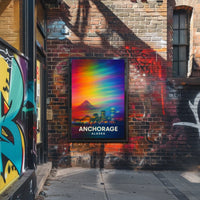 Anchorage Skyline Northern Lights Dreamlike Surreal Poster