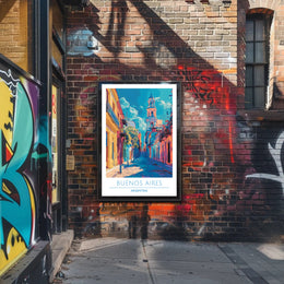 Vibrant Buenos Aires Urban Scene Impressionistic Urban or Cityscape Poster