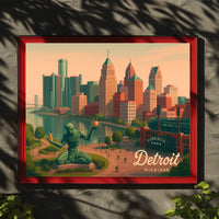 Detroit Skyline Comerica Park Night Urban Poster