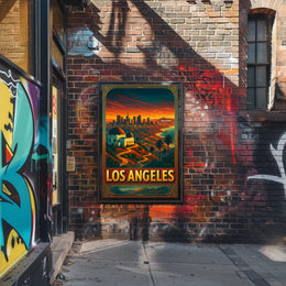Los Angeles Dreamscape Poster Vintage Travel Print