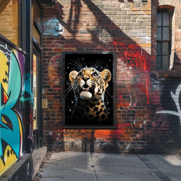 Leopard's Cosmic Wonder: Photorealistic Wildlife Art Poster