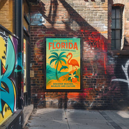 Florida Vintage Travel Poster Wall Art Print