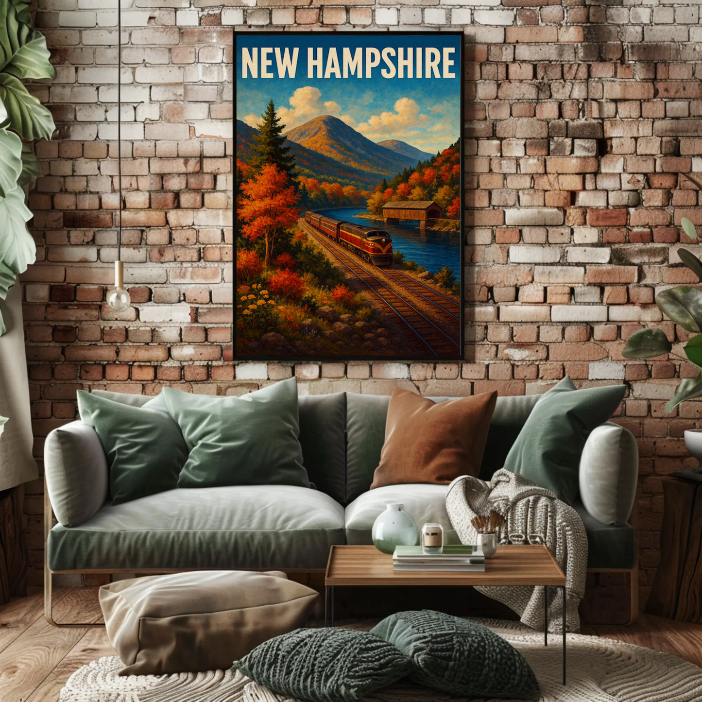 New Hampshire Mountain Train Autumn Scenic Railway Travel Poster Travel Poster