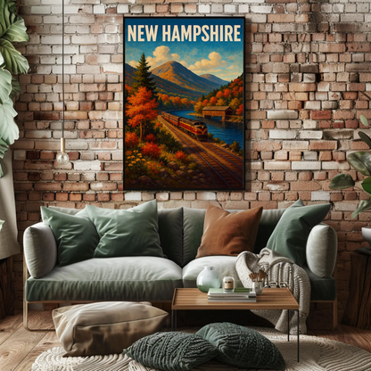 New Hampshire Mountain Train Autumn Scenic Railway Travel Poster Travel Poster
