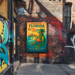 Florida Vacation Illustration Tropical Nature Poster