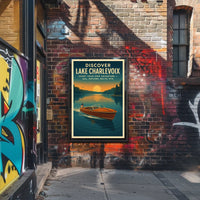 Lake Charlevoix Retro Adventure Exploration Travel Poster