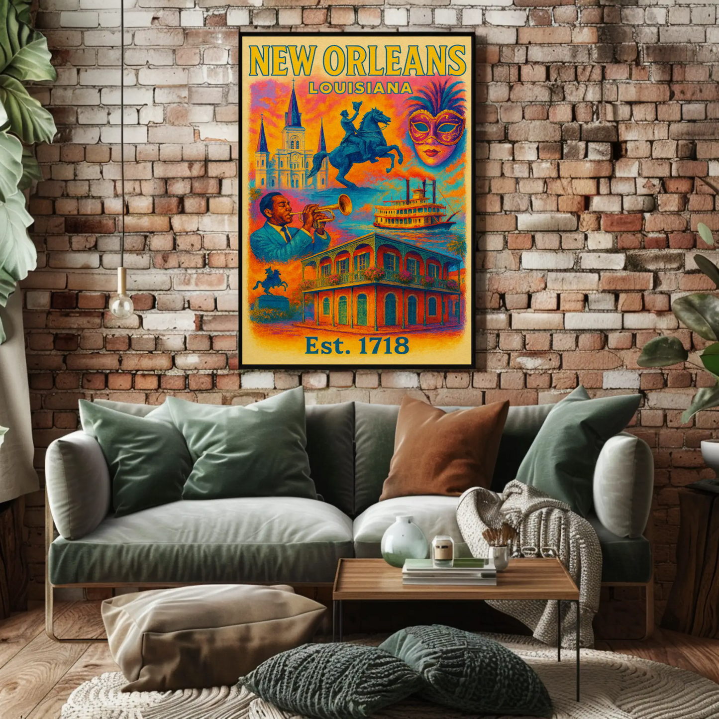 New Orleans Louisiana Mardi Gras Historic French Quarter Travel Poster