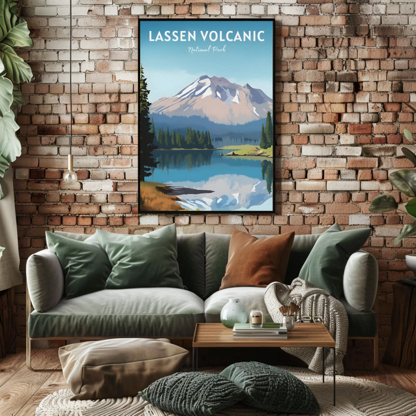 Lassen Volcanic National Park Mountain Lake Nature Travel Poster