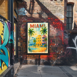 Vibrant Miami Art Deco Travel Poster