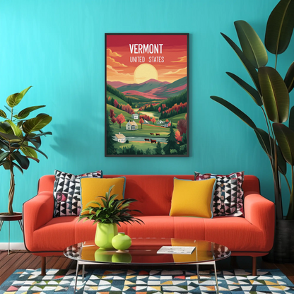 Vermont Vintage Poster - Sunset Valley