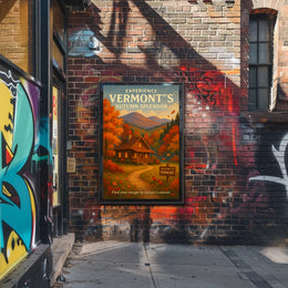 Vermont Autumn Splendor Vintage Travel Poster