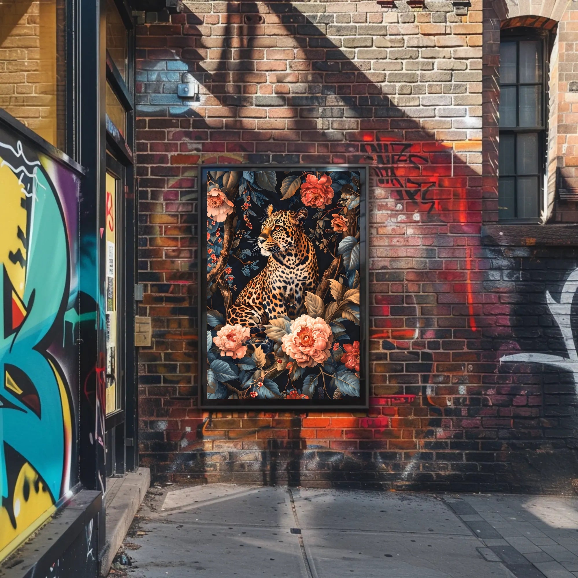 Majestic Leopard Floral Wall Art Print