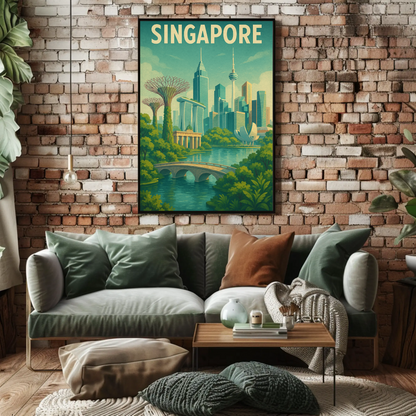 Singapore Marina Bay Gardens Travel Poster