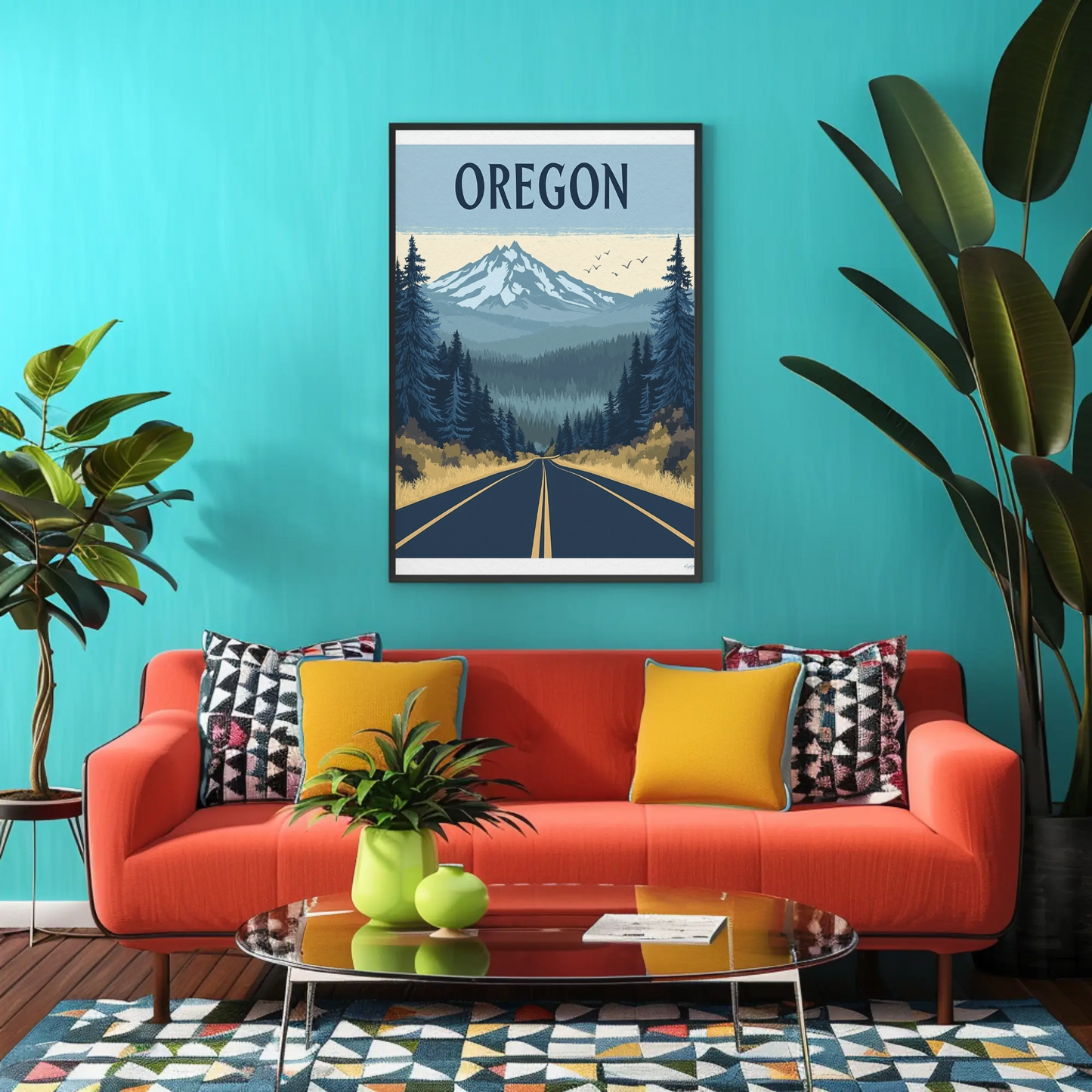 Oregon Road to the Mountains Vintage Travel Poster