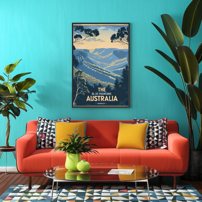 Blue Mountains Australia Vintage Travel Poster - Hills & Valleys