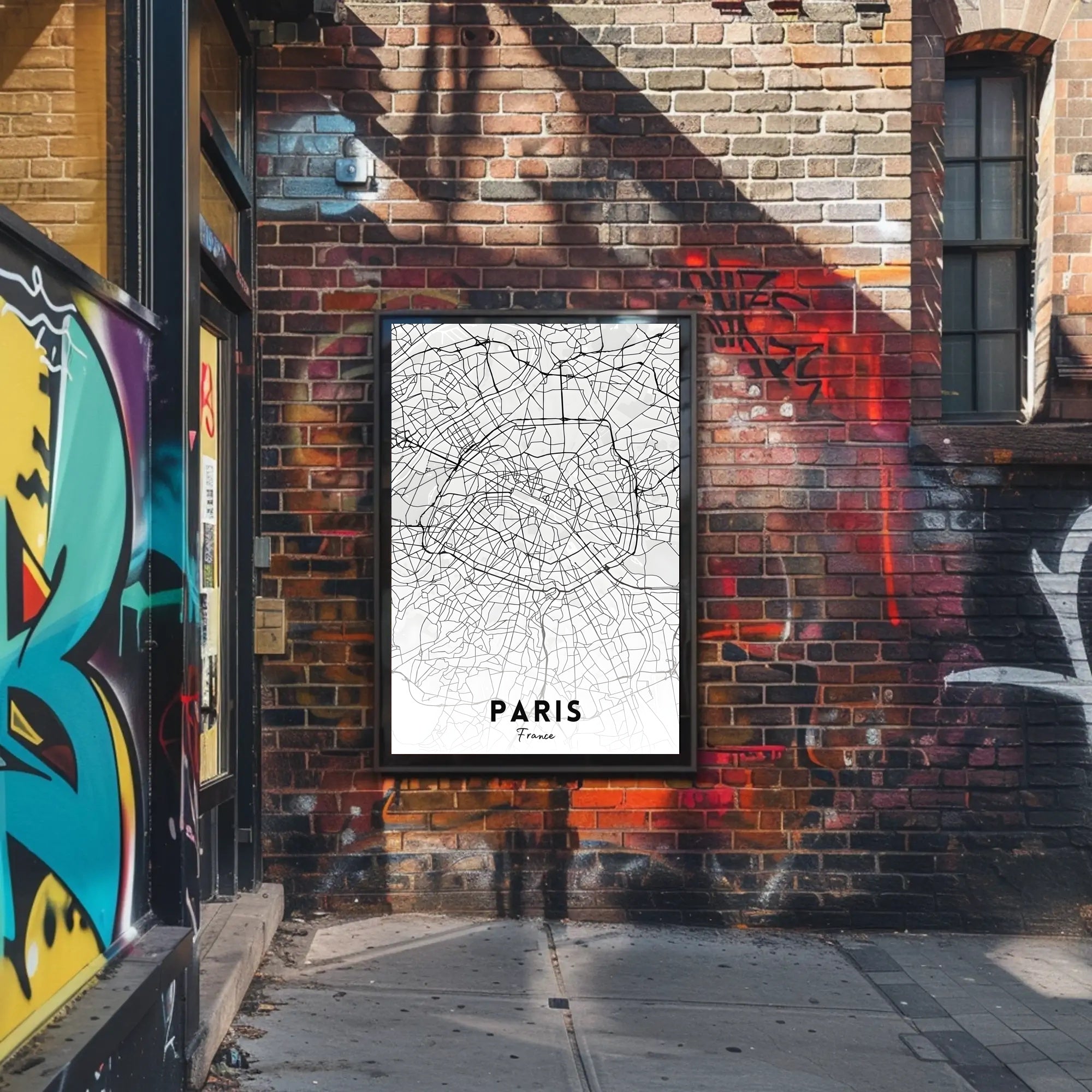 Minimalist Black and White Paris Map Urban Poster
