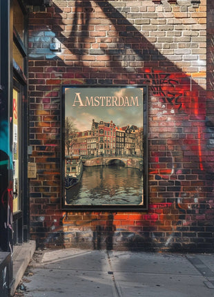 Amsterdam's Historic Canals Vintage Urban or Cityscape Poster