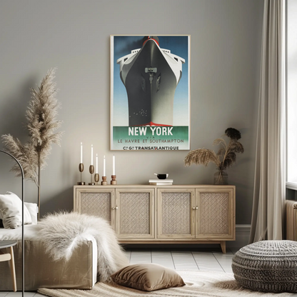 French Line - New York Travel Vintage Travel Poster