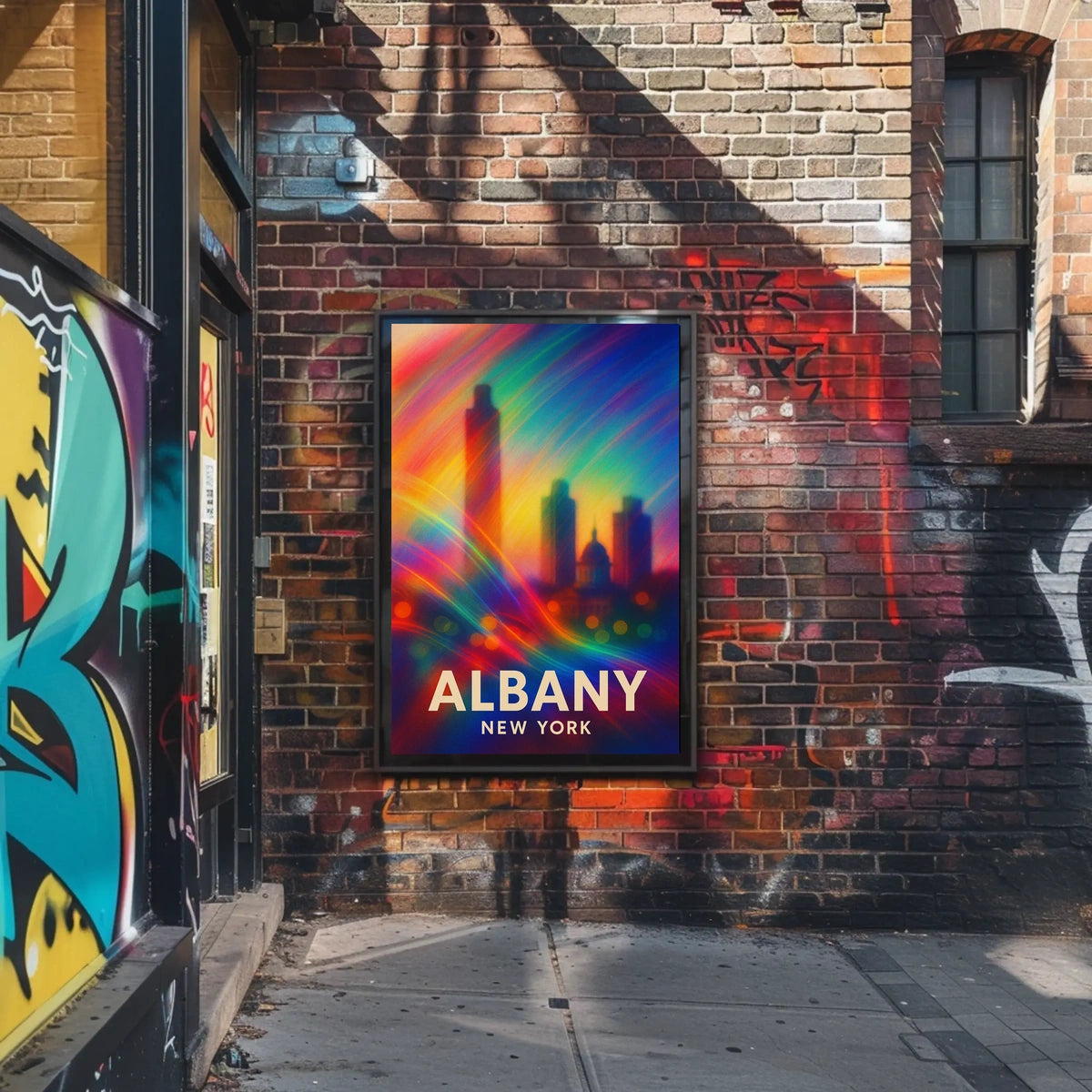 Albany Skyline Abstract Art Poster: Vibrant Cityscape