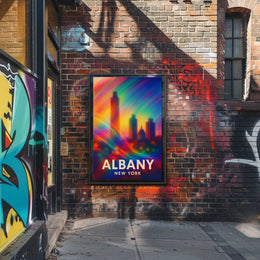 Albany Skyline Abstract Art Poster: Vibrant Cityscape