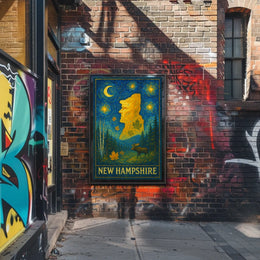 New Hampshire Starry Night Artistic Poster