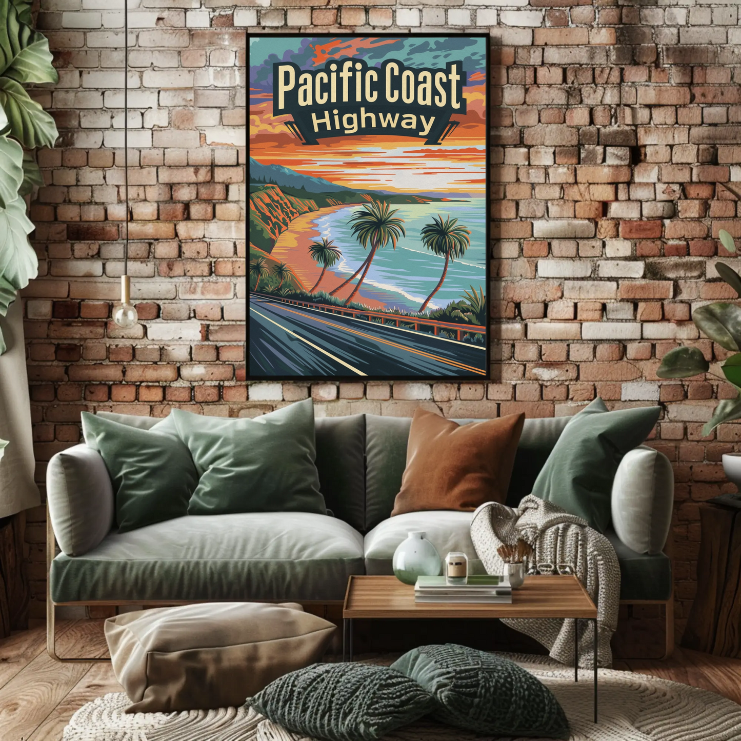 Pacific Coast Highway Sunset Drive Travel Poster