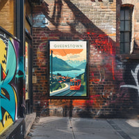 Queenstown Mountains and Tram Travel Poster