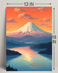 Majestic Mountain Sunset Poster PosterGoat