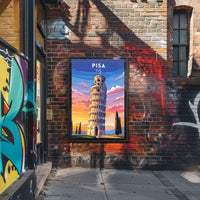 Leaning Tower of Pisa Scenic Art Travel Poster