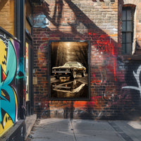 Classic Car in Autumn Reflection Poster PosterGoat