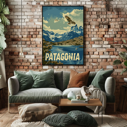 Patagonia Mountains and Condors Travel Poster