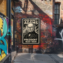 John Quincy Adams 6th President of the United States B & W Comic Sketch Poster