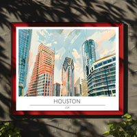 Houston Skyline Art Poster