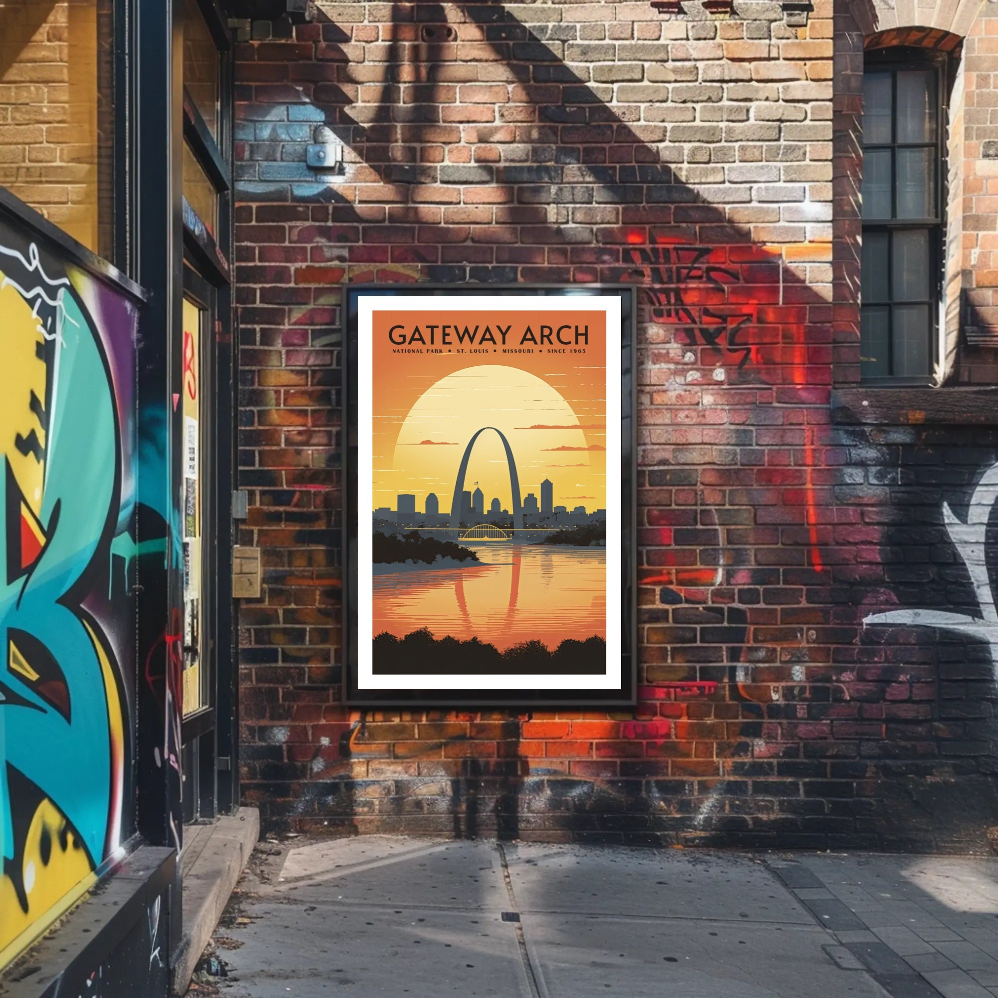 Gateway Arch Sunset Poster Travel Wall Art Print