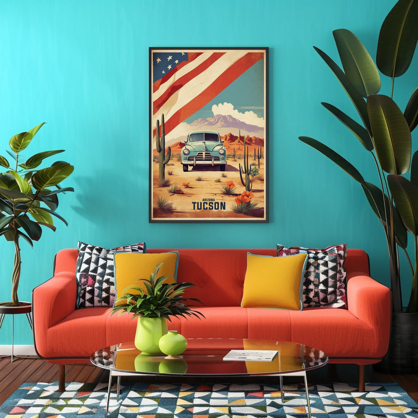 Tucson Arizona Classic Desert Drive Vintage Travel Poster