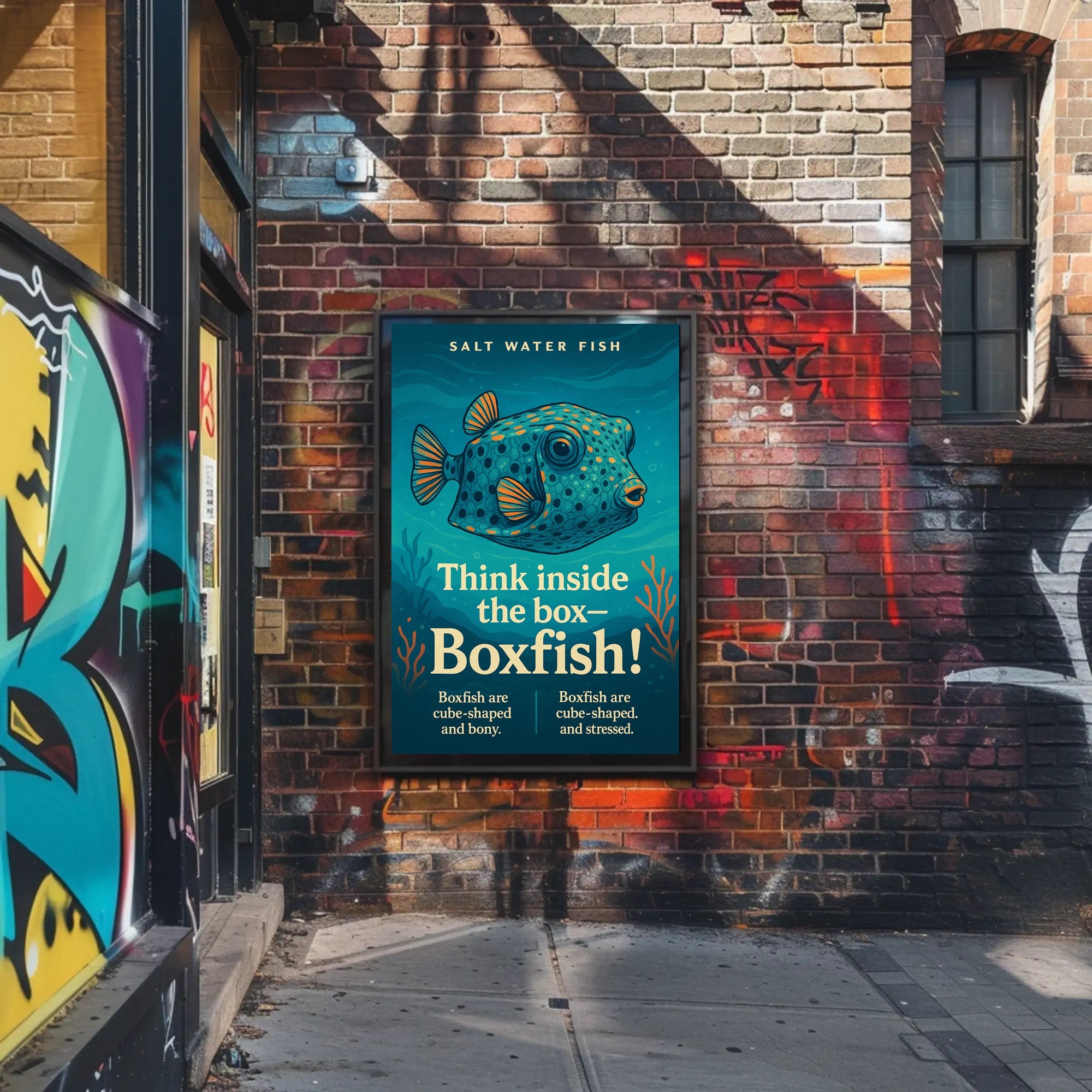 Think Inside the BoxBoxfish Poster PosterGoat