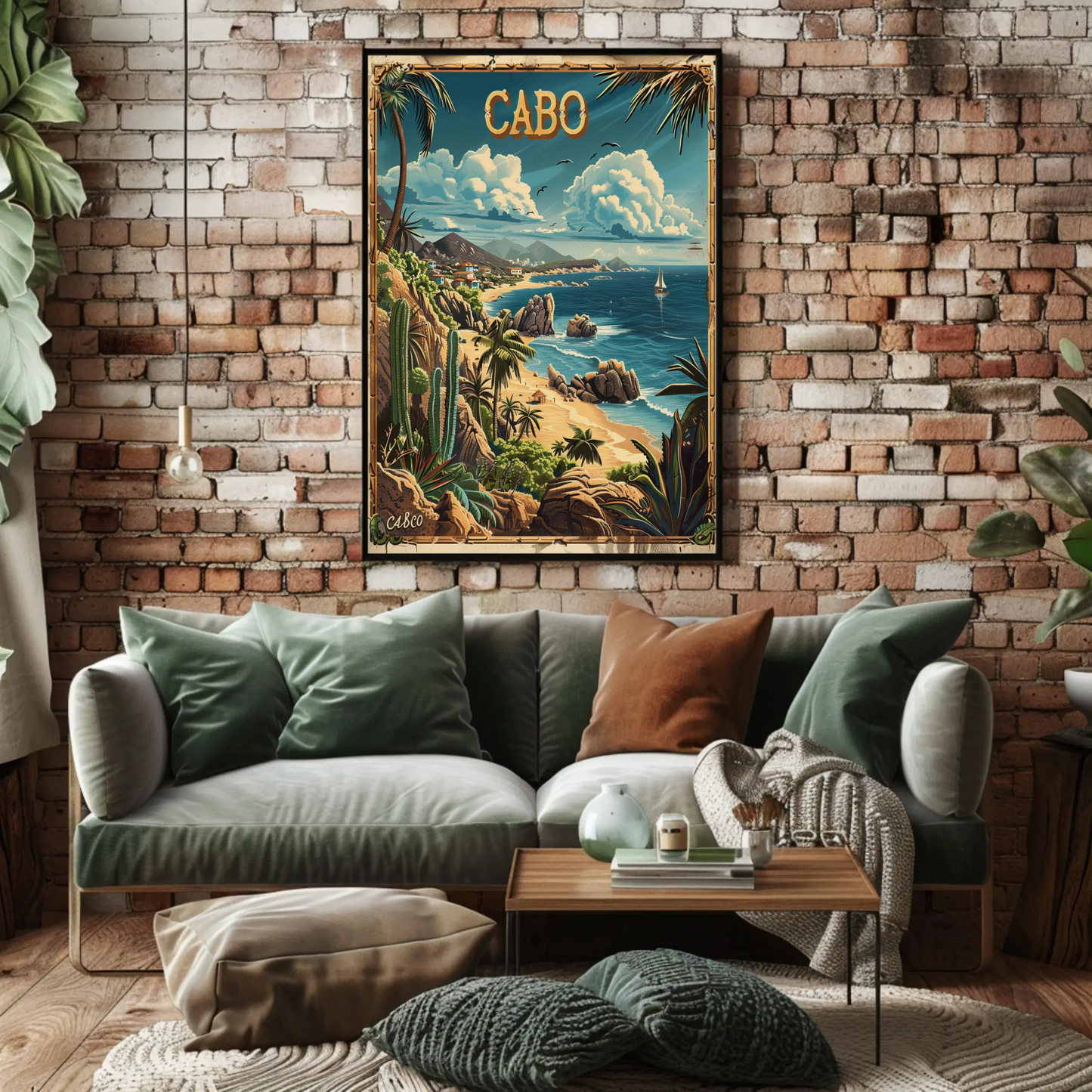 Cabo Vintage Coastal Mexico Travel Poster