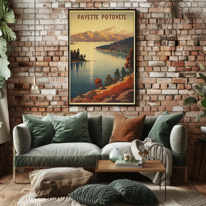 Payette Lake Idaho Scenic Mountain Water Travel Poster