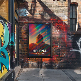 Helena Montana Skyline Vibrant Tribute Art Poster