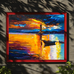 Lighthouse at Sunset Poster