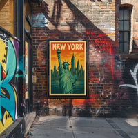 New York Skyline and the Statue of Liberty Poster