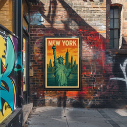 New York Skyline and the Statue of Liberty Poster