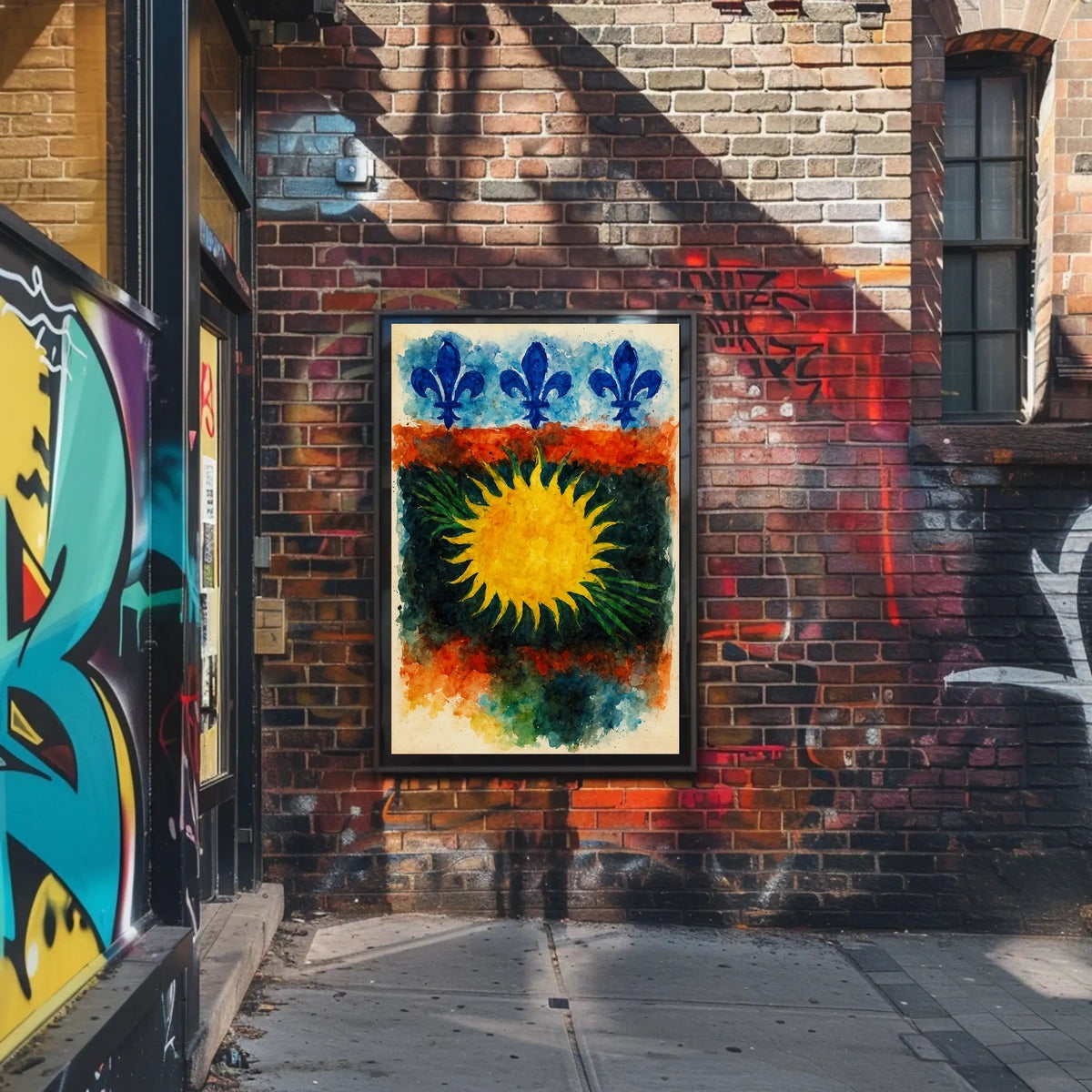 Sunburst and Fleur-de-Lis Poster