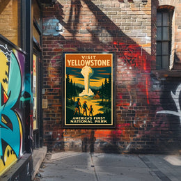 Visit Yellowstone Americas First National Park Poster PosterGoat