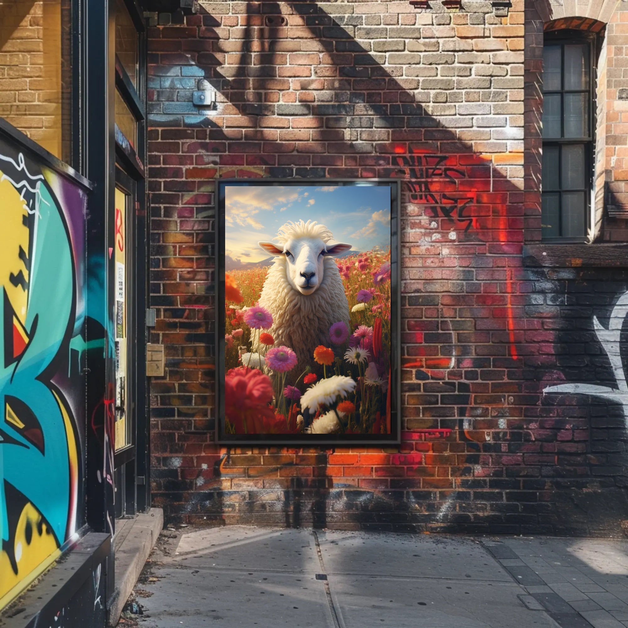 Serene Sheep In Bloom Poster PosterGoat