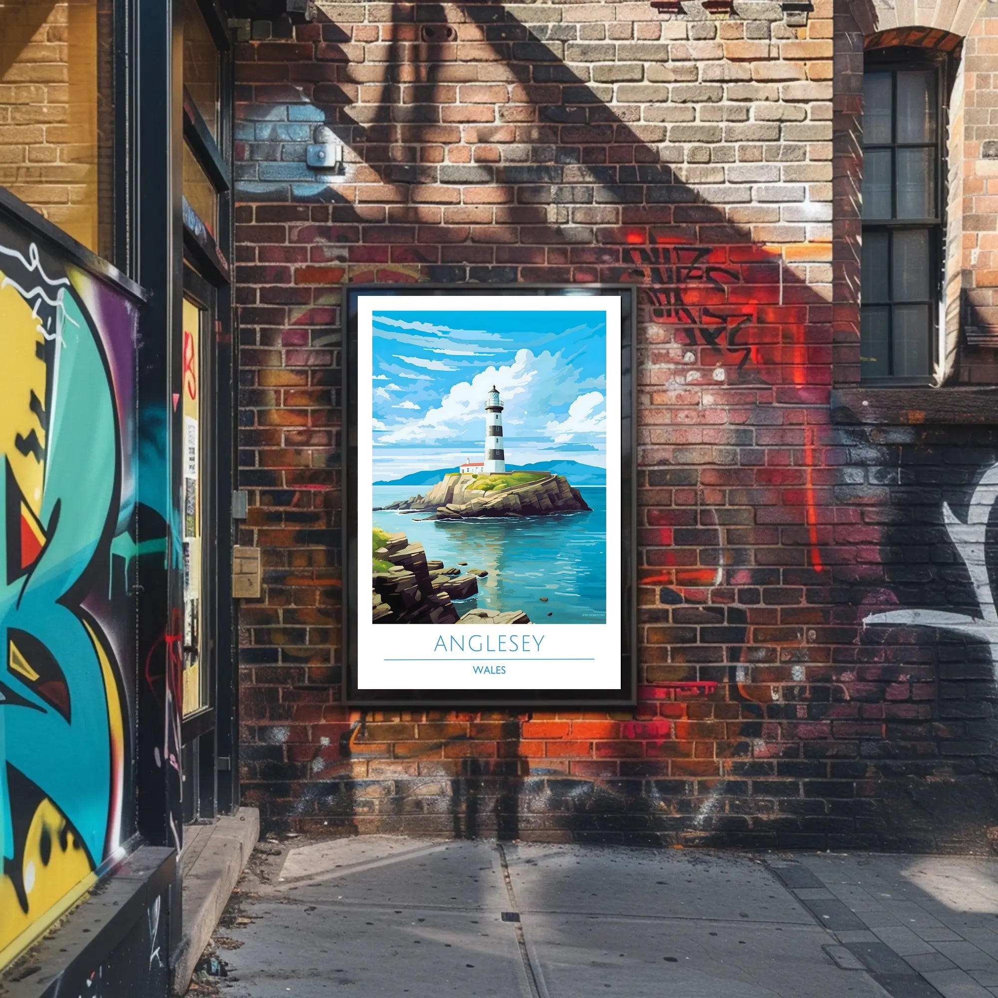 Scenic Lighthouse Art Print: Explore Wales Travel Poster