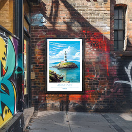 Scenic Lighthouse Art Print: Explore Wales Travel Poster