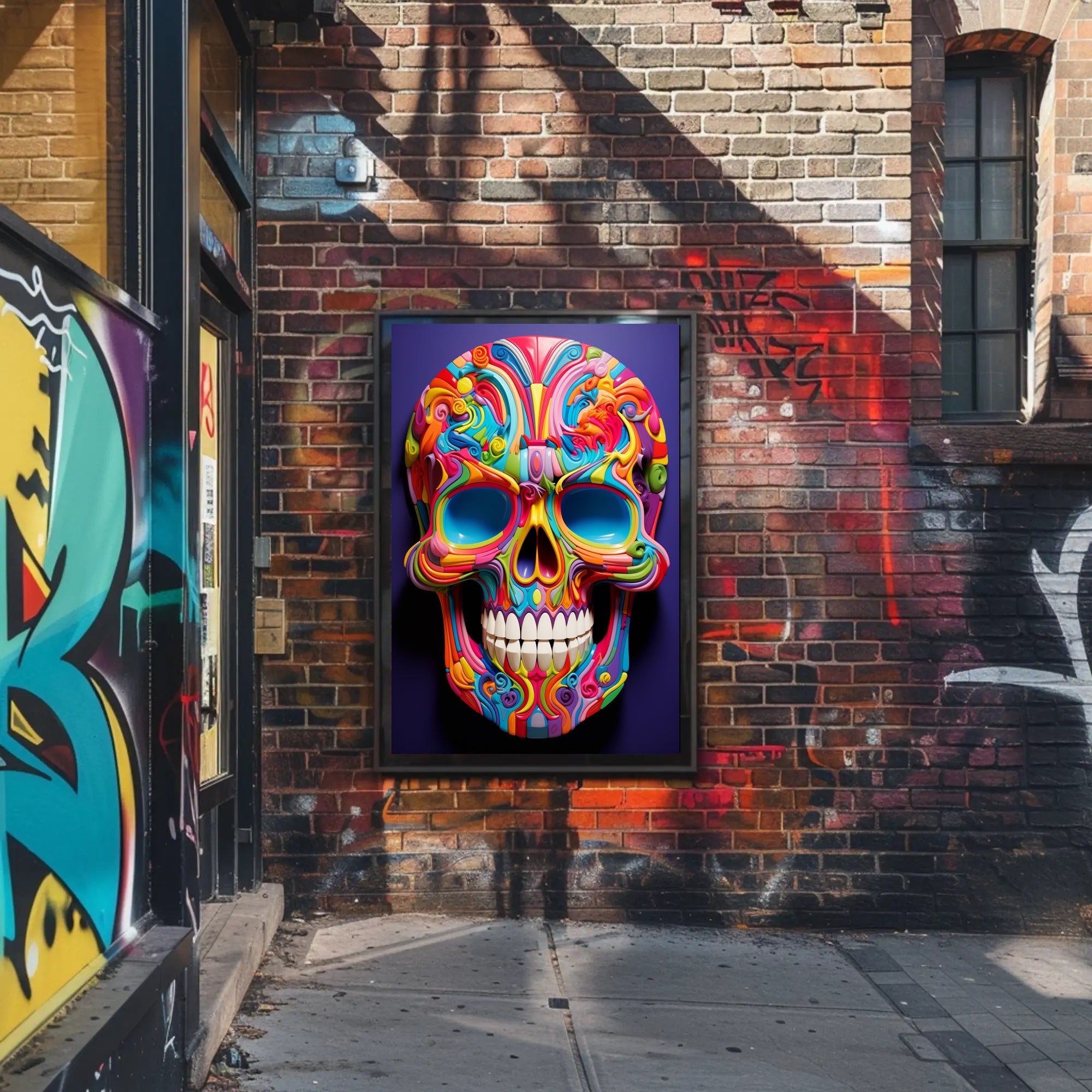 Vibrant Skull Art Poster PosterGoat