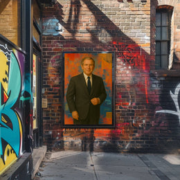 Man in Suit with Vibrant Abstract Background - Artistic Poster
