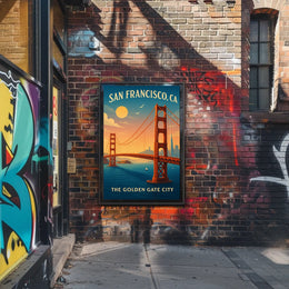 Golden Gate Bridge Vintage Travel Poster Art